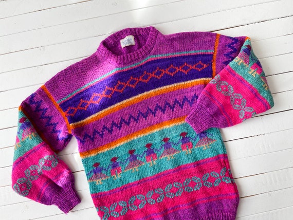 embroidered sweater | 80s 90s vintage pink purple… - image 2