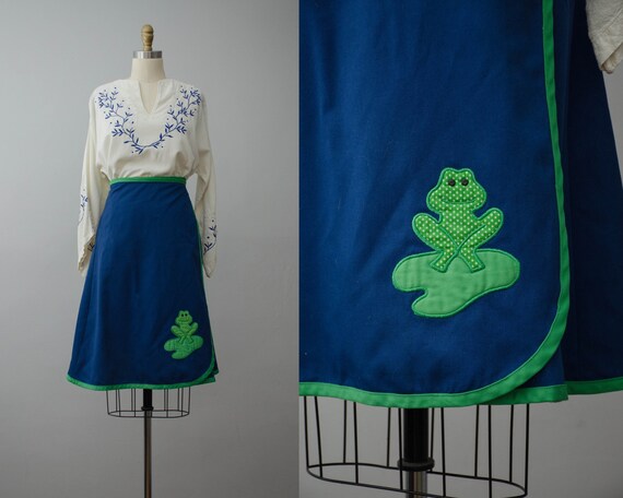 blue wrap skirt | 1970s wrap skirt