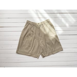 high waisted shorts 80s 90s Bushwacker vtg beige khaki cotton shorts