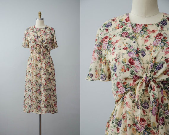 beige floral dress | chiffon floral dress
