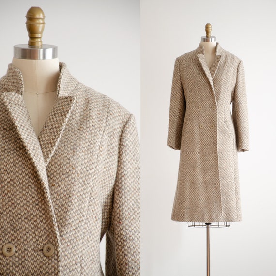 Vintage Wool Midi Coat Light Brown 6 8