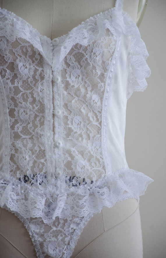 white lace teddy | bridal lingerie | see through … - image 4