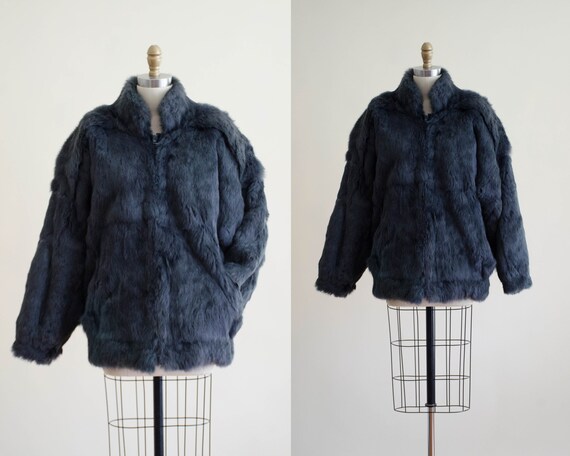 gray fur coat | rabbit fur coat