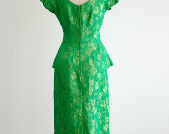 ワンピース PESERICO Women Mid Skirts S02191A 01191 935 GREEN Green Brocade Dress 50s 60s Vintage Miss Brooks Metallic