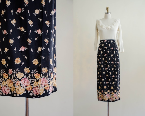 black floral wrap skirt | maxi wrap skirt