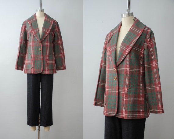 plaid wool jacket | pink plaid coat