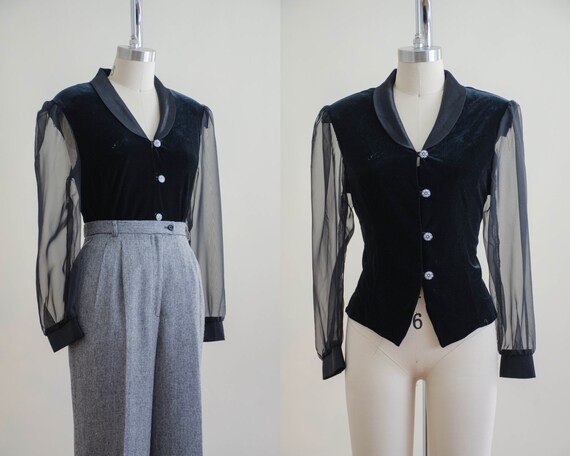 black velvet blouse | sheer black blouse | bishop