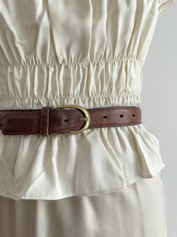 brown leather belt 80s 90s vintage leather belt - image 4