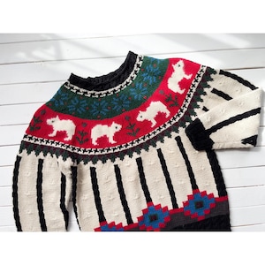 cottagecore sweater 80s 90s vintage Rosslee capybara Fair Isle wool sweater