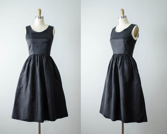black 1950s dress | black fit and flare dress