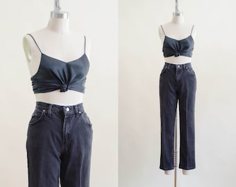 high waisted jeans | 90s Riders boyfriend relaxed fit baggy faded black vintage mom jeans