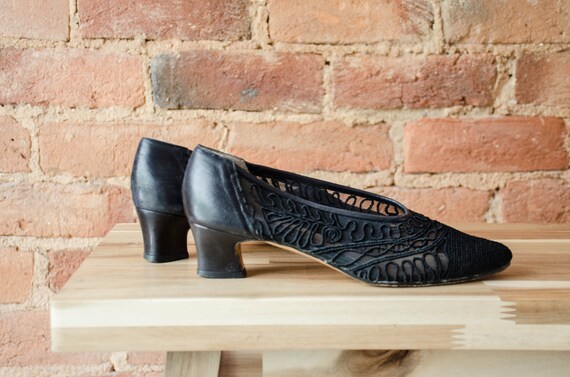 black mesh heels | 80s 90s vintage Sesto Meucci s… - image 4