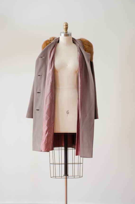 brown wool cashmere coat | 50s 60s vintage taupe … - image 2