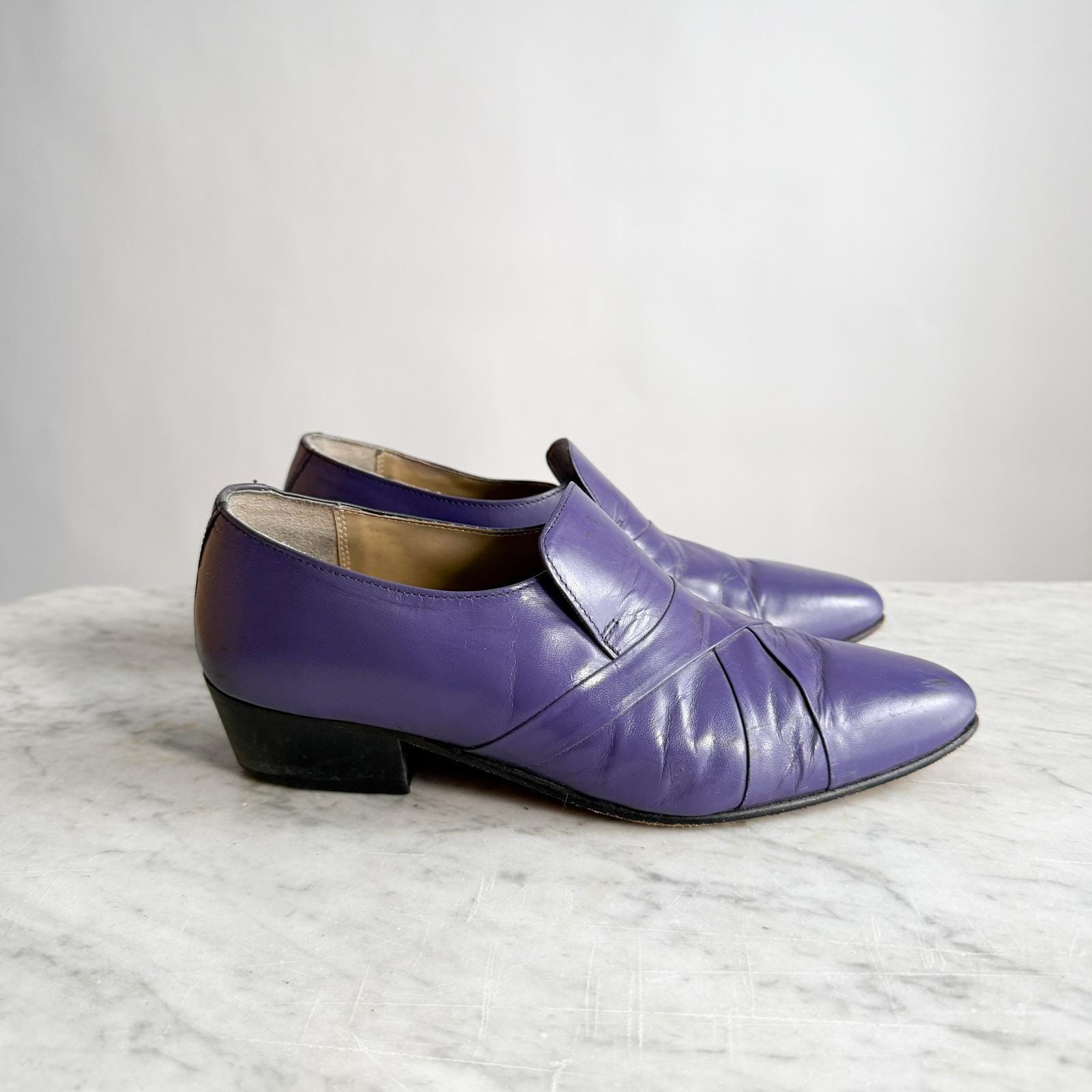 Giorgio Brutini Purple Leather Heeled Loafers Men's Size 7.5