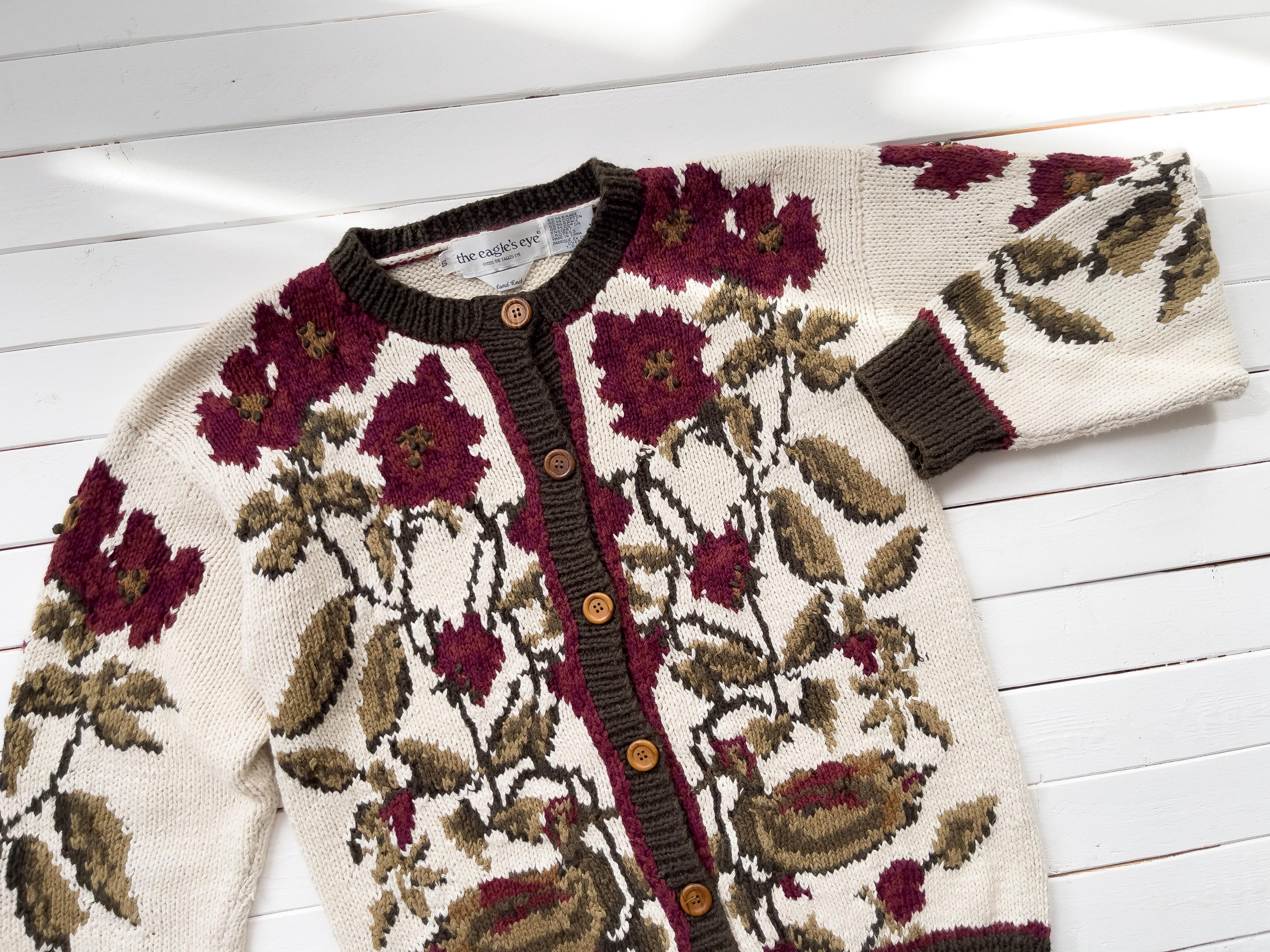 Cute Cottagecore Sweater 90s Vintage Eagle's Eye Duck Hand