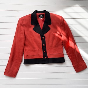 orange linen jacket 80s 90s vintage cropped linen blazer