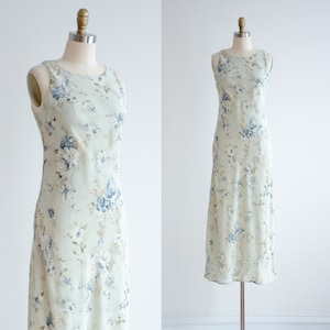 green maxi dress 90s vintage All That Jazz floral bias cut formal dress