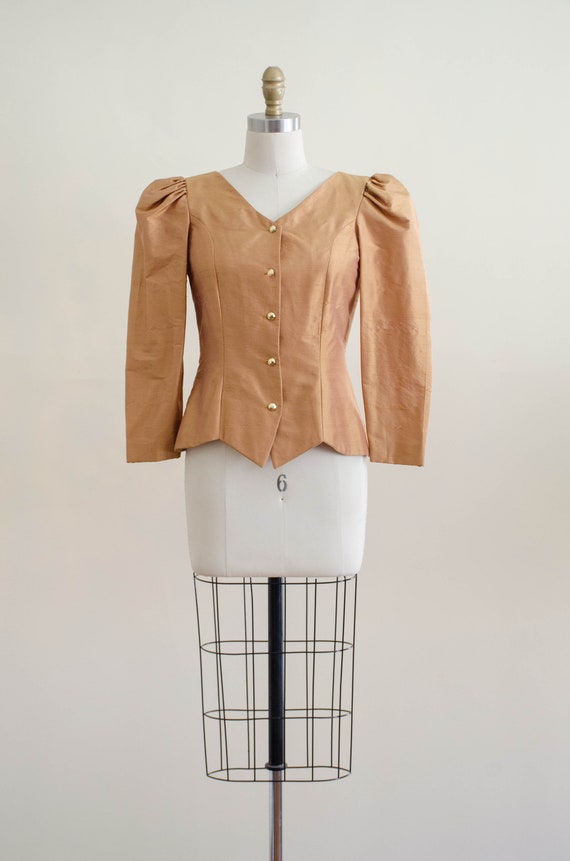 gold puff sleeve jacket | gold blouse - image 4