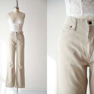 corduroy flare pants | 70s vintage Levi&#39;s 517 beige cream wide leg bell bottom pants
