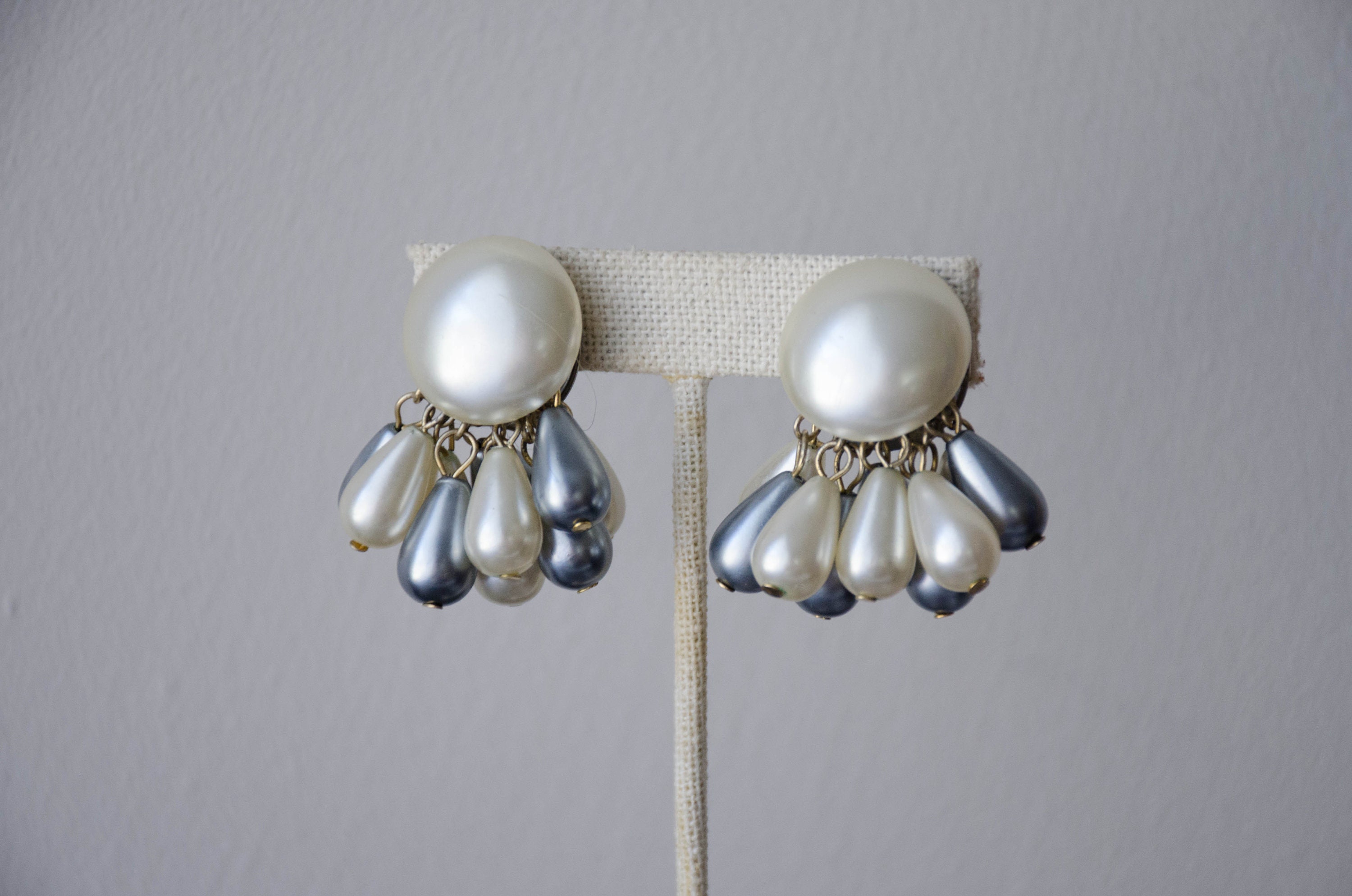 Pearl cluster earrings large pearl earrings statement Etsy