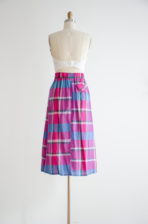 hot pink midi skirt | 80s vintage pink blue white… - image 5