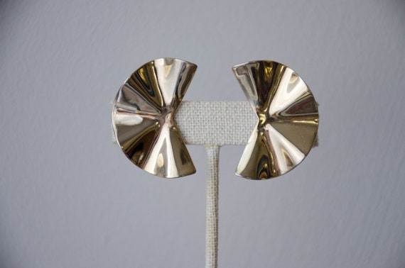 gold wave ear climbers | gold fan earrings