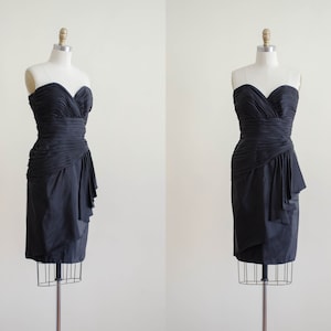 black cocktail dress | strapless black dress | Tadashi dress