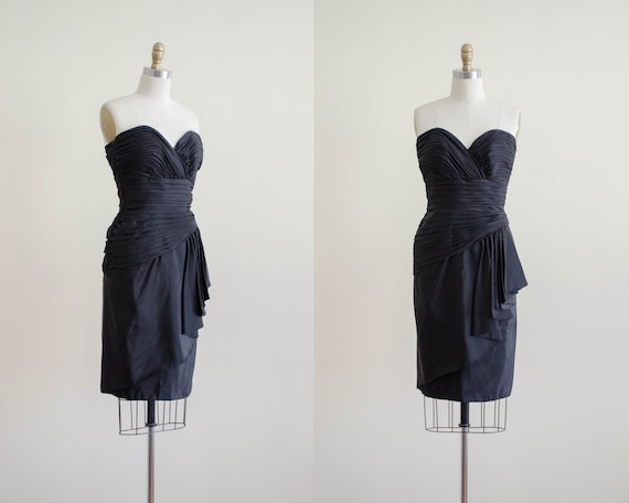 black cocktail dress | strapless black dress | Tad