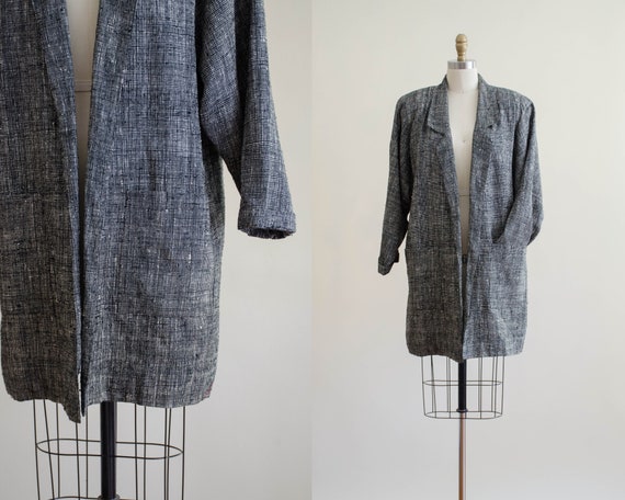 oversized blazer | raw silk blazer | black and whi