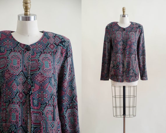 kilim jacket | 80s vintage kilim style southweste… - image 1