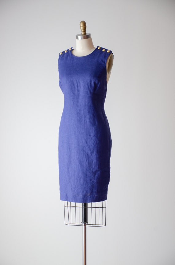 blue linen dress | 80s 90s vintage Liz Claiborne … - image 4