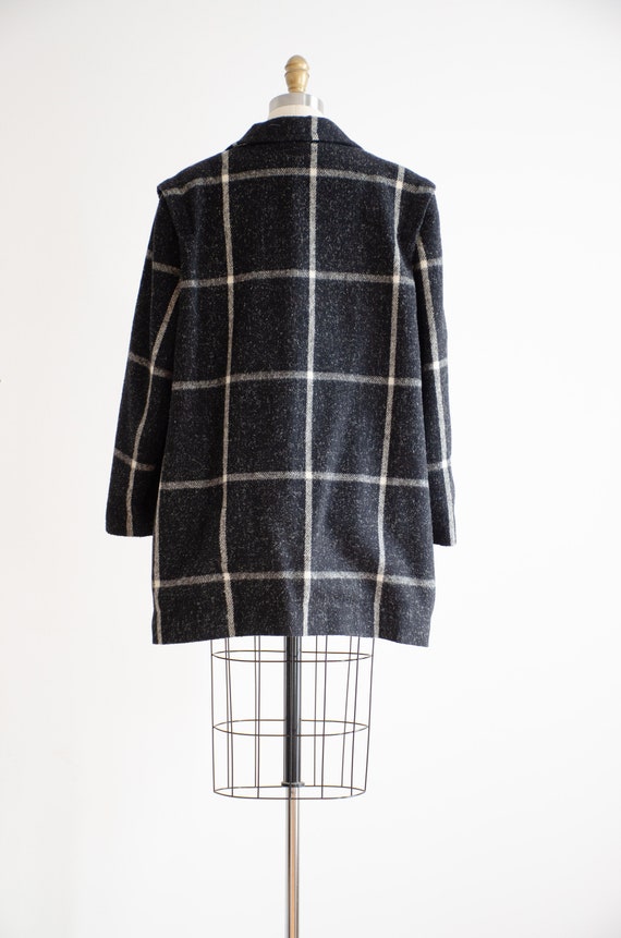 plaid wool coat 80s vintage Miss New Yorker black… - image 6