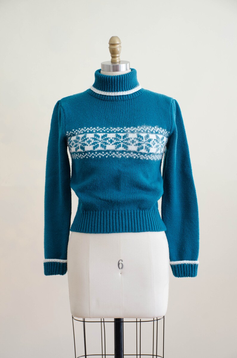 Teal turtleneck sweater fuzzy angora sweater | Etsy