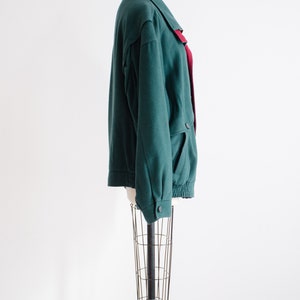 green wool jacket 90s vintage dark forest green men's wool coat image 5