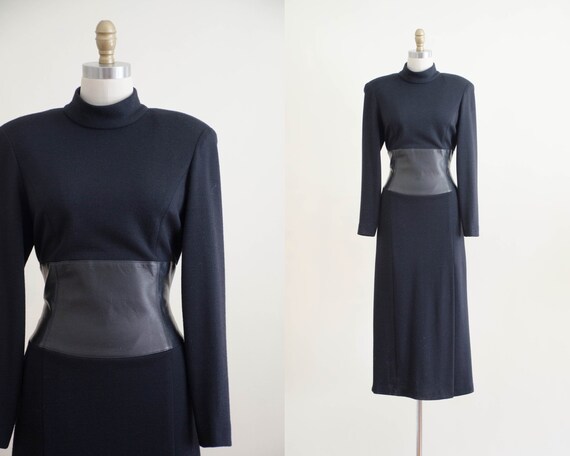 black wool sweater dress | black wool midi dress |