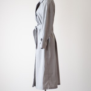 plaid trench coat 80s 90s vintage London Fog gray white dark academia cottagecore belted plaid cotton jacket image 7