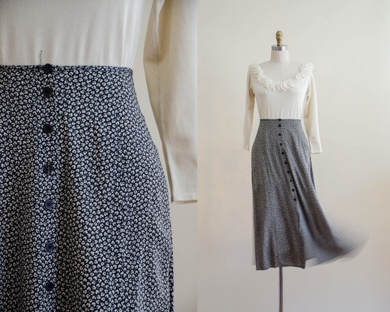 black midi skirt | clover patterned skirt