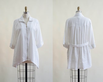 white linen jacket | 90s y2k vintage loose oversized minimal lightweight linen coat