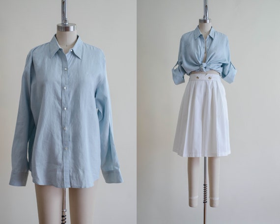 aquamarine linen blouse | Ralph Lauren blouse | lo