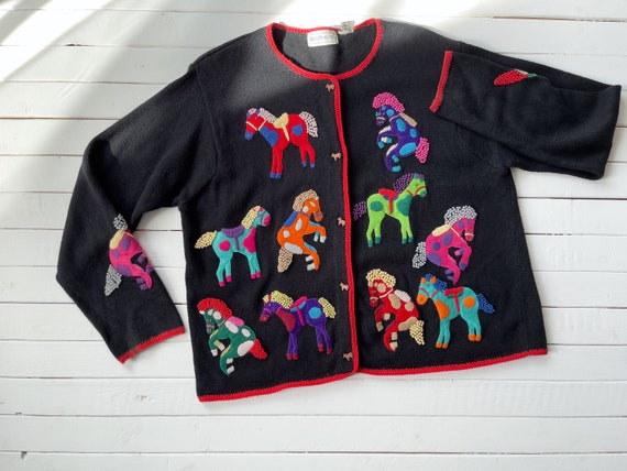 embroidered sweater 90s y2k vintage Belle Pointe … - image 2