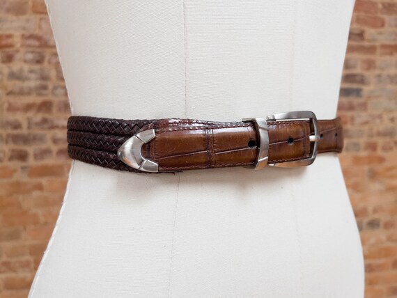 小物 Vintage Restyled Shop – Belt Braided 90s Vintage Belt Leather Design Braids 90s 小物