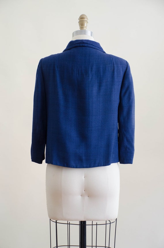 cropped navy blue jacket | 60s vintage navy suit … - image 7