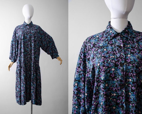 oversized midi dress | blue floral midi dress