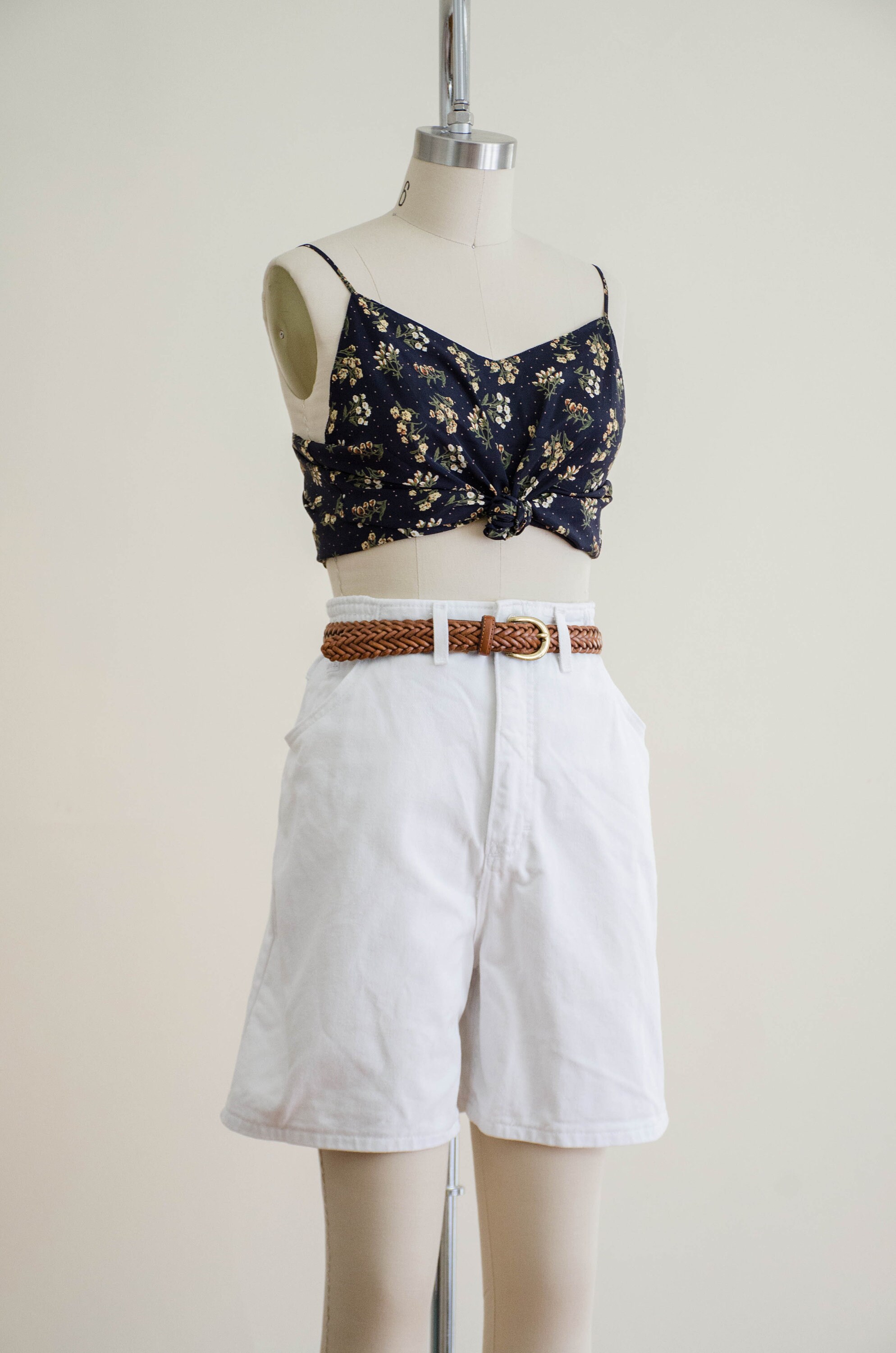 Cotton Shorts High Waisted Khaki Lee 
