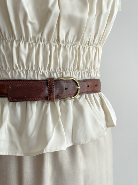 brown leather belt 80s 90s vintage leather belt - image 3