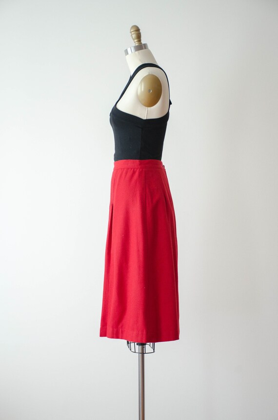 red pleated wool skirt | 80s vintage dark red aca… - image 7