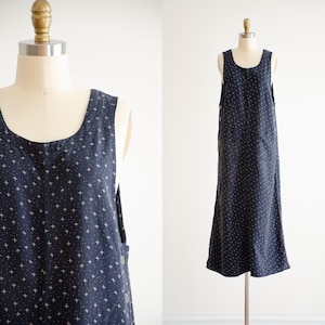 navy maxi dress 90s y2k vintage loose oversized dark blue pinafore dress