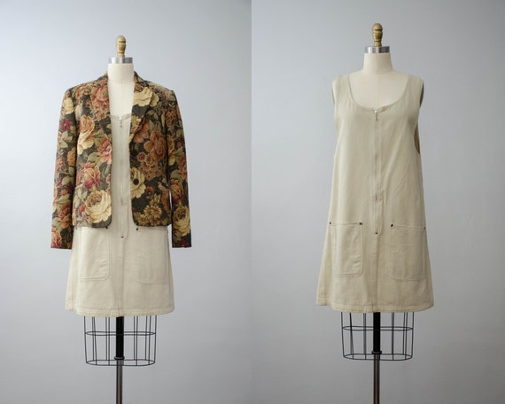 khaki pinafore dress | pinafore dress