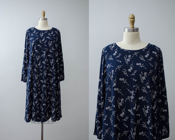navy floral dress | oversized dress | navy midi dr