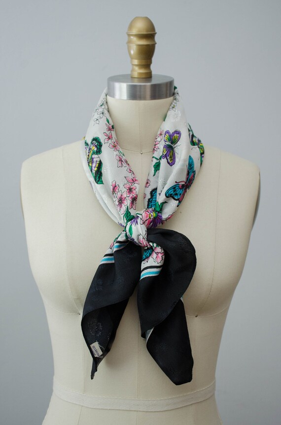 large square scarf | butterfly scarf | floral sca… - image 5